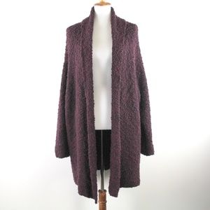 Free People Burgundy Nubby Knit Oversized Shawl Collar Long Cardigan Sweater S